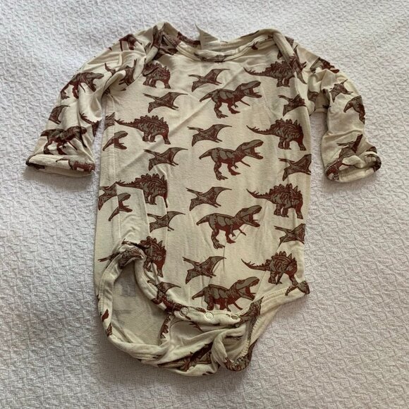 5/$25 Kate Quinn dinosaur 3-6 months bamboo long sleeve onesie - Picture 1 of 3